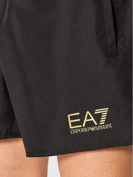 EA7, Black With Gold Emblem Swim Short