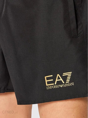 EA7, Black With Gold Emblem Swim Short