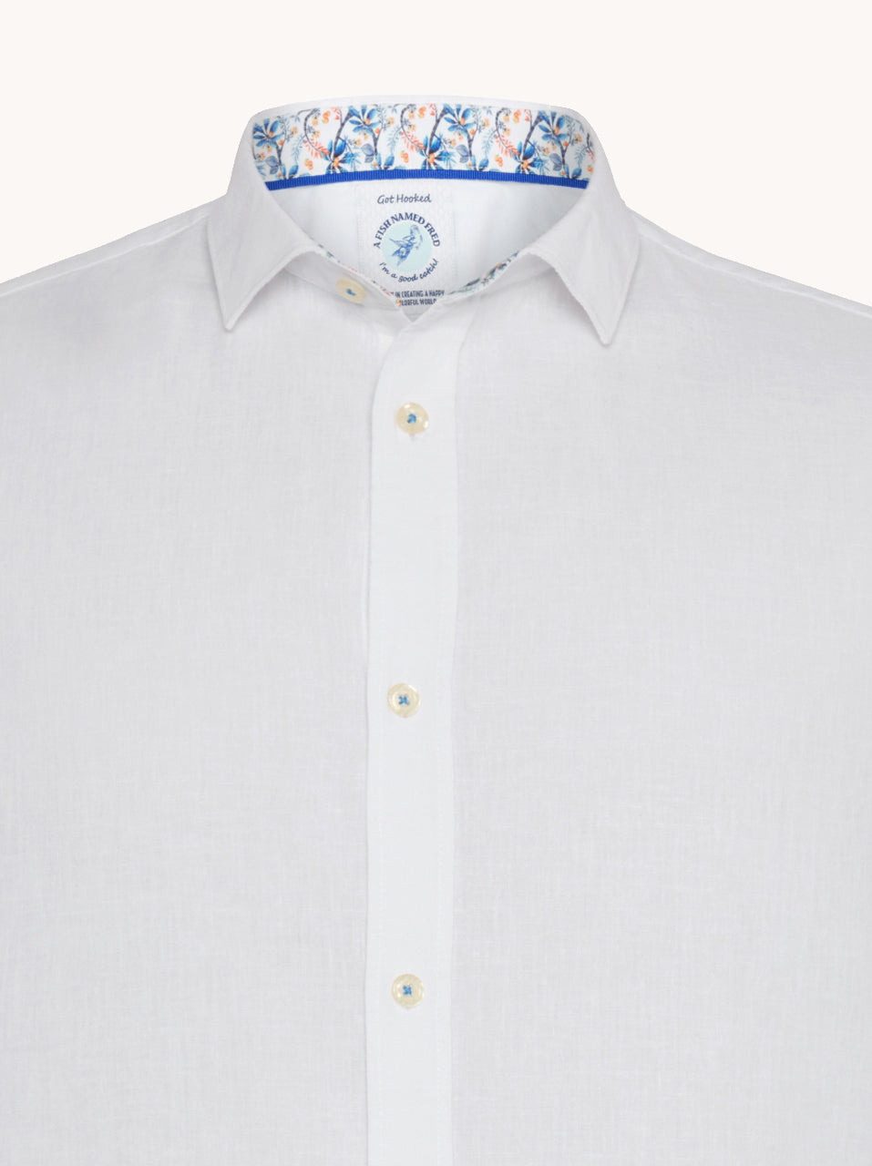 A Fish Named Fred, White Linen Shirt