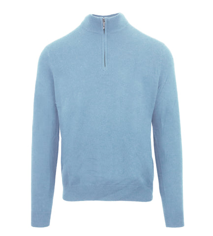Zenobi, Half Zipper Light Blue  Sweater
