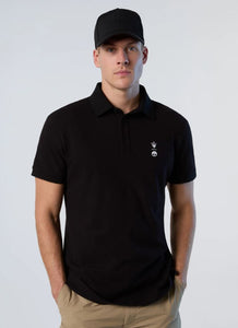 North Sails By Maserati, Black Polo Shirt With Collar Stripes