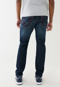 True Religion, Rocco Navy Big T Jeans With Red Horseshoe