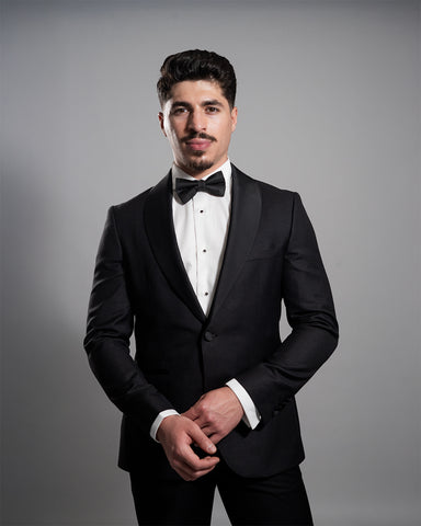 4Hands, Black Pique Shawl Collar Tuxedo