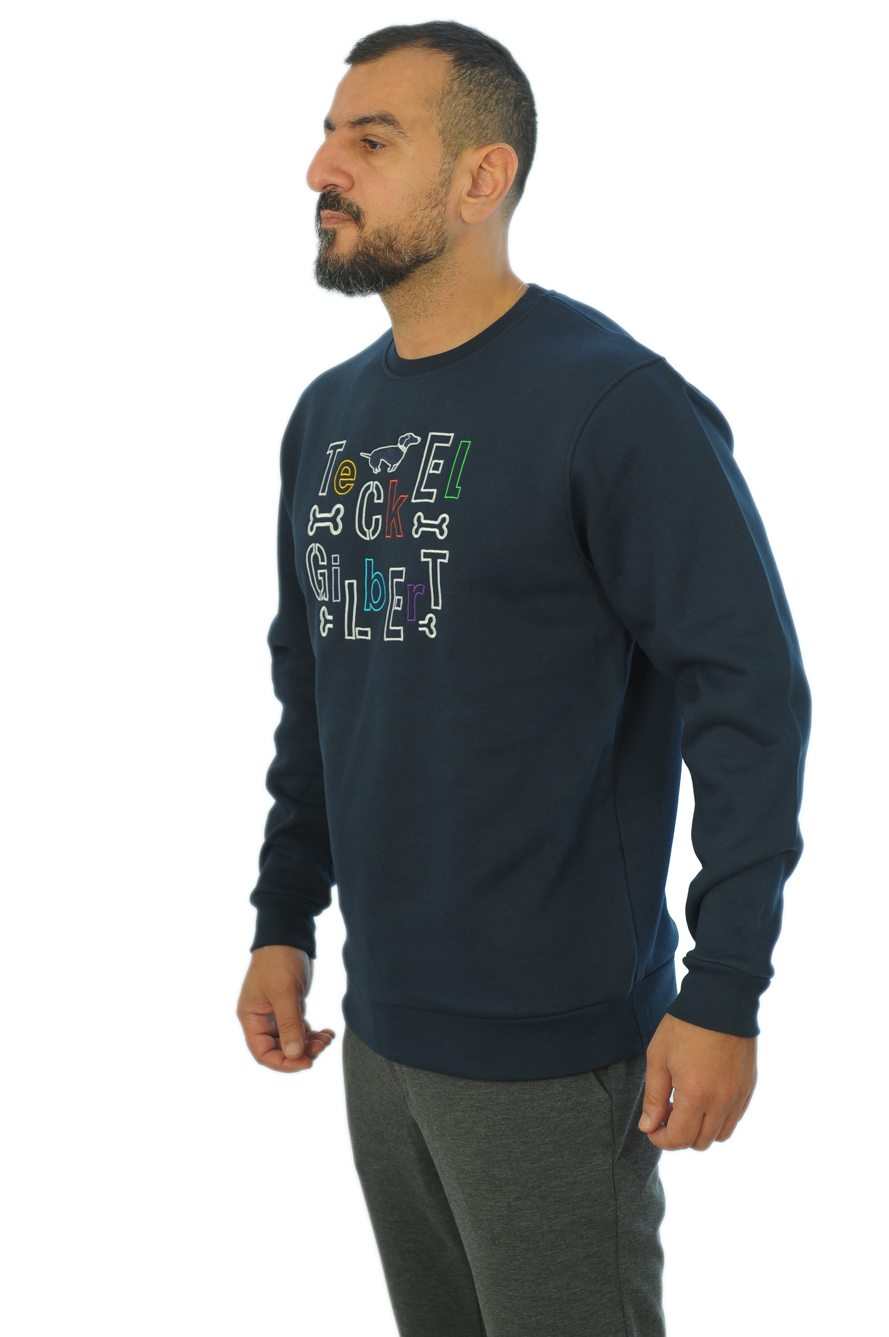 Gilbert Teckel,Navy Sweatshirt With Colorful Emblem