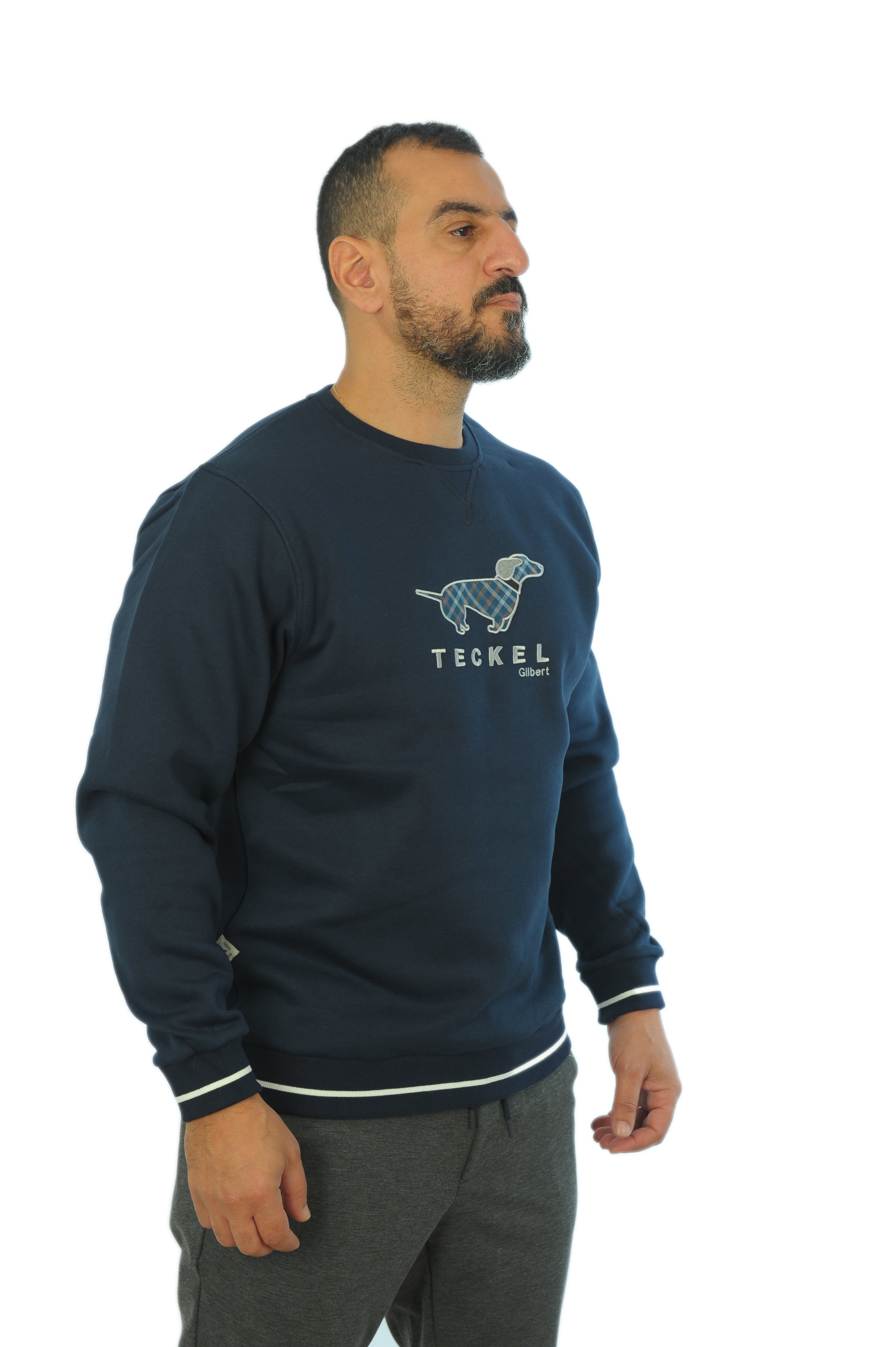 Gilbert Teckel, Navy Sweatshirt With  Special Dog Emblem
