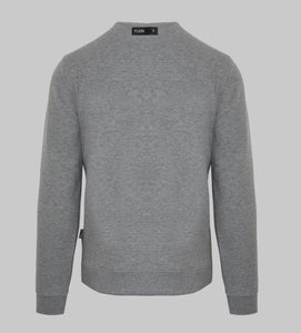 Plein Sport, Grey Sweater With A Tiger And Emblem Logo