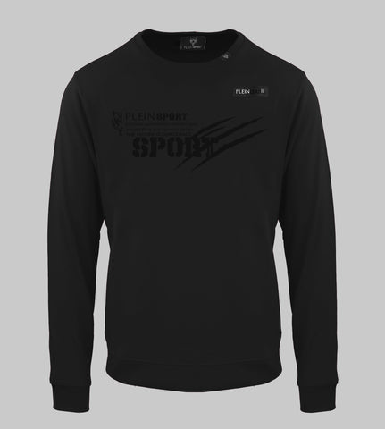 Plein Sport,  Black Sweatshirt With Scratch Mark Of Tiger