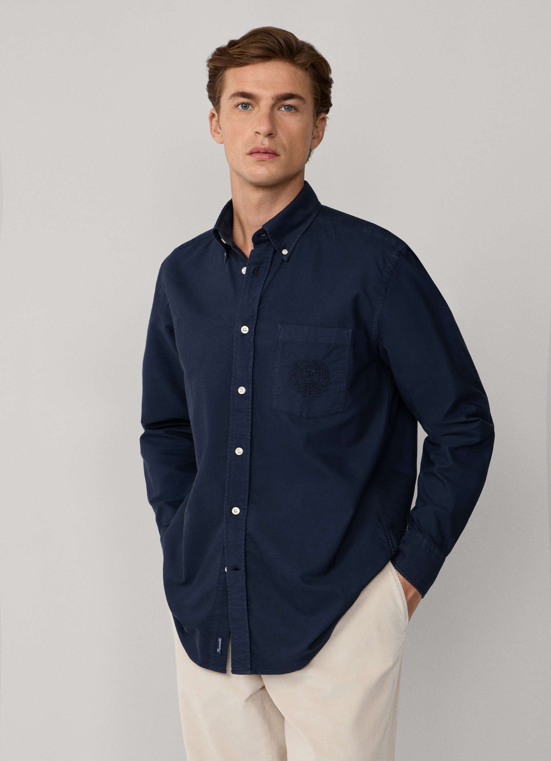 Façonnable, Regular Fit Oxford Navy Shirt