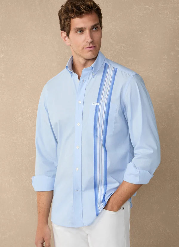 Façonnable,Regular Fit Side Tape Fil A Fil Shirt