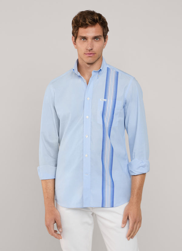 Façonnable,Regular Fit Side Tape Fil A Fil Shirt