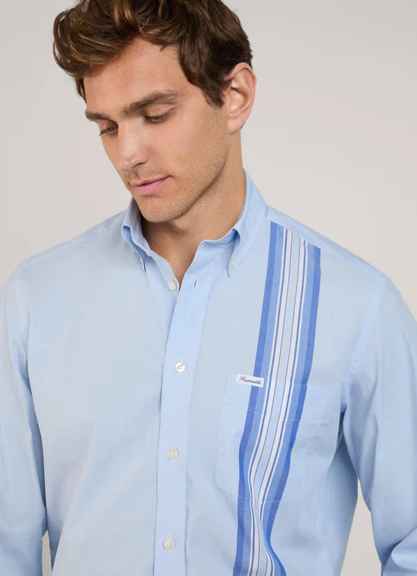 Façonnable,Regular Fit Side Tape Fil A Fil Shirt