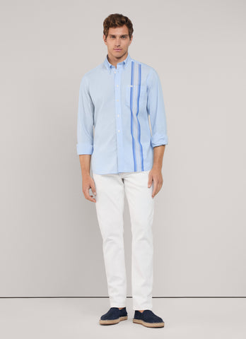 Façonnable,Regular Fit Side Tape Fil A Fil Shirt