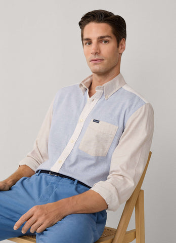 Façonnable,Regular Fit Color Block Flannel Shirt