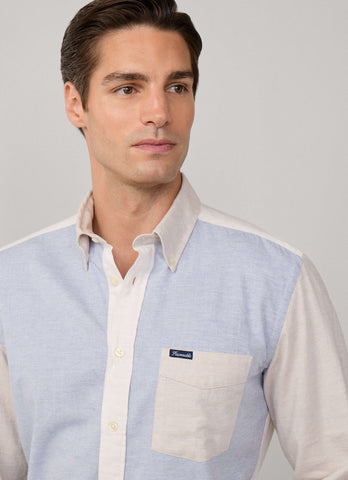 Façonnable,Regular Fit Color Block Flannel Shirt