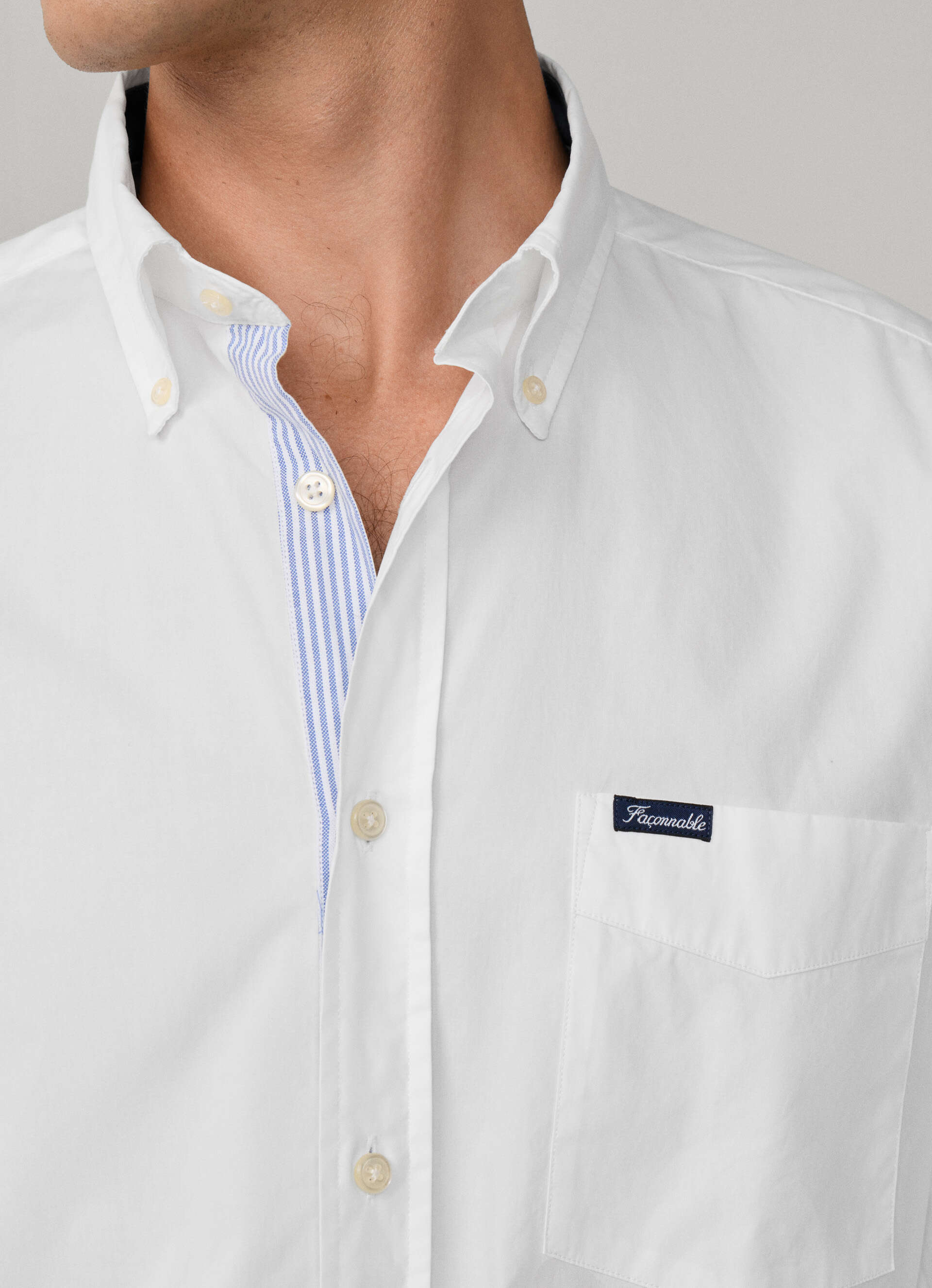 Façonnable,Regular Fit Chambray Patches Poplin Shirt