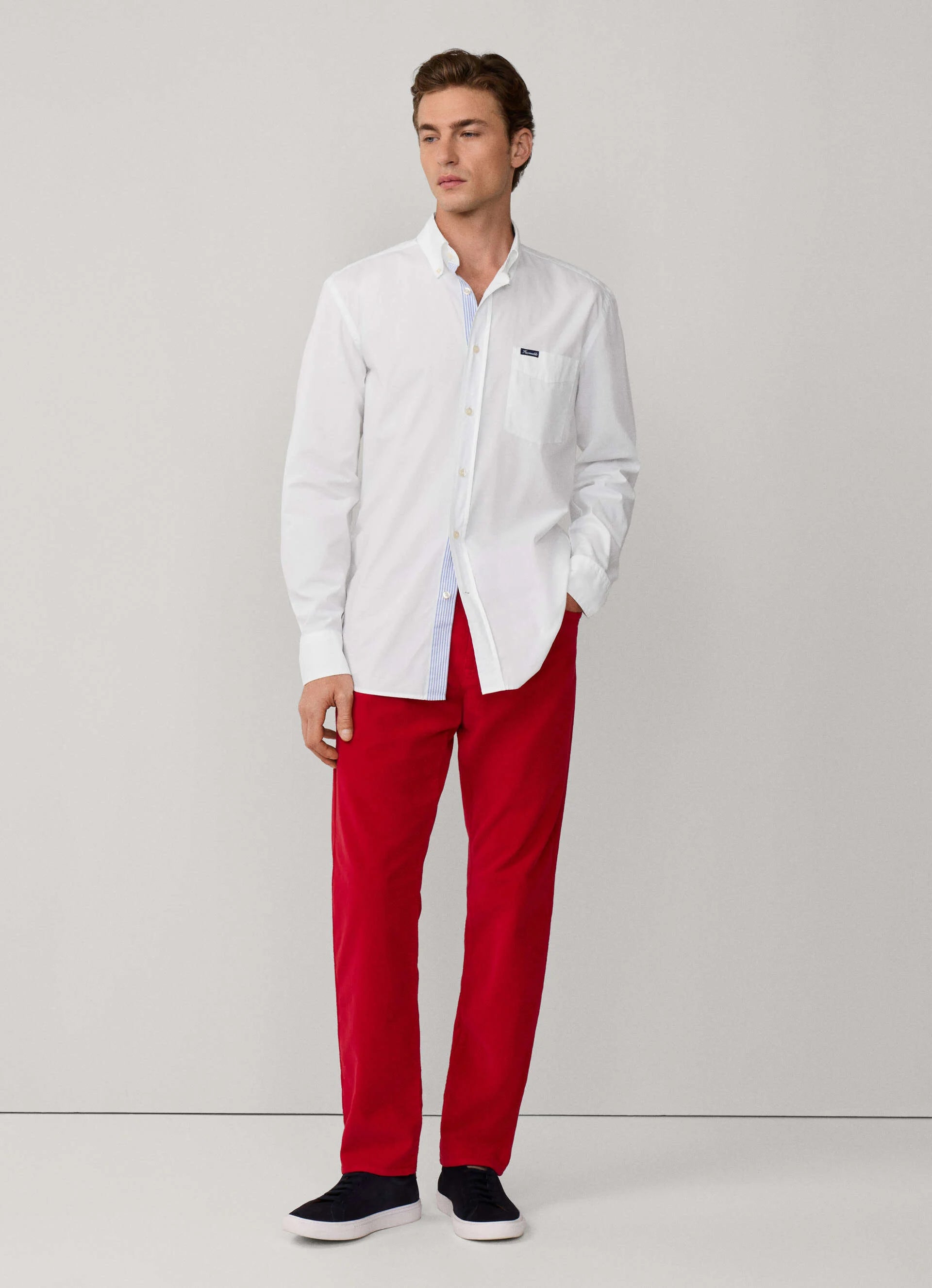 Façonnable,Regular Fit Chambray Patches Poplin Shirt