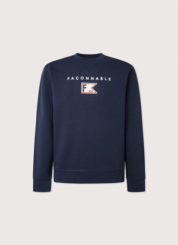 Façonnable,crew neck jumper with flag