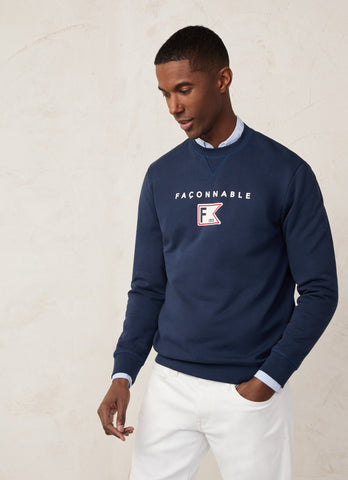 Façonnable,crew neck jumper with flag