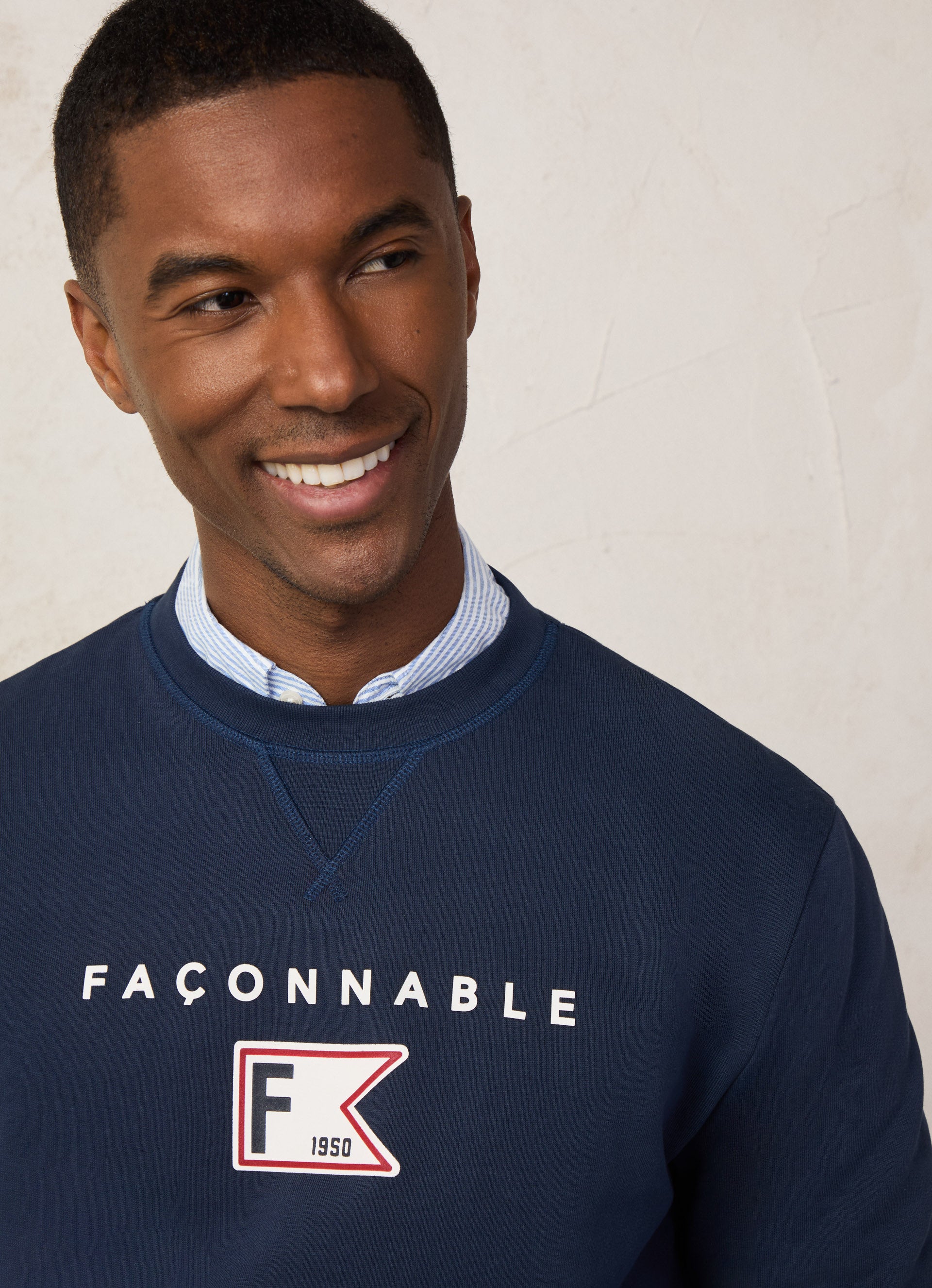Façonnable,crew neck jumper with flag