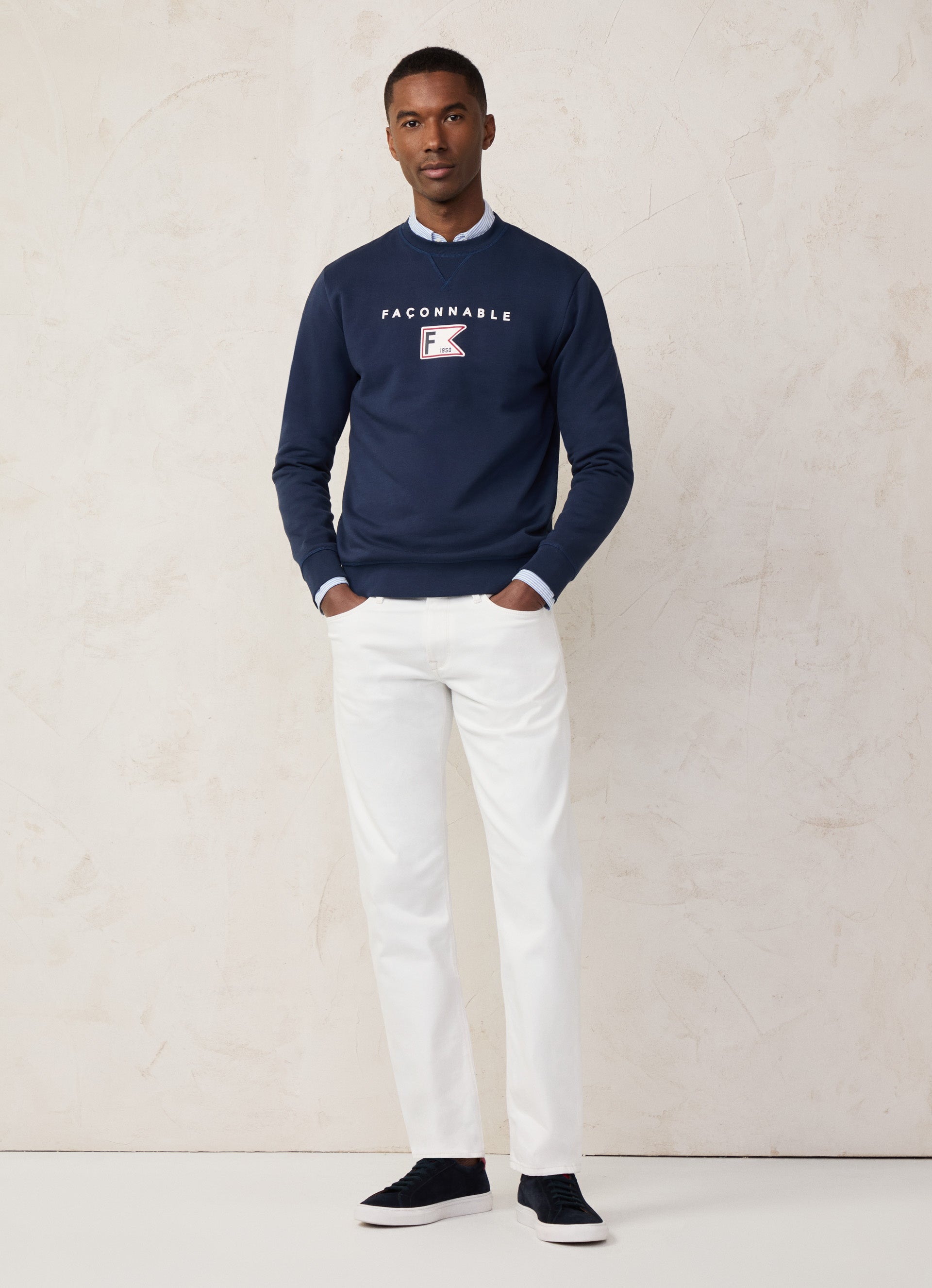 Façonnable,crew neck jumper with flag