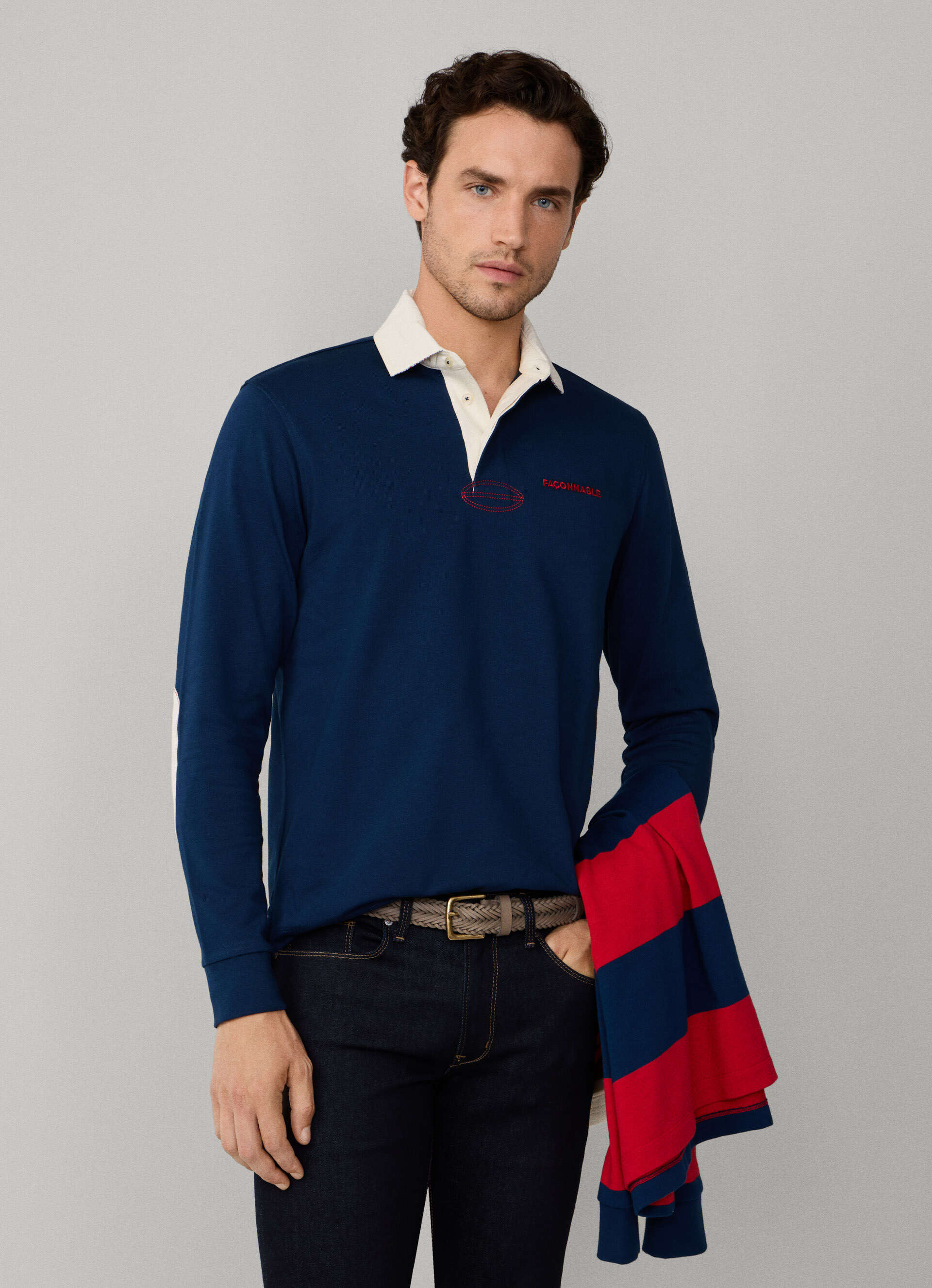 Façonnable, Regular Fit Long Sleeve Rugby Polo