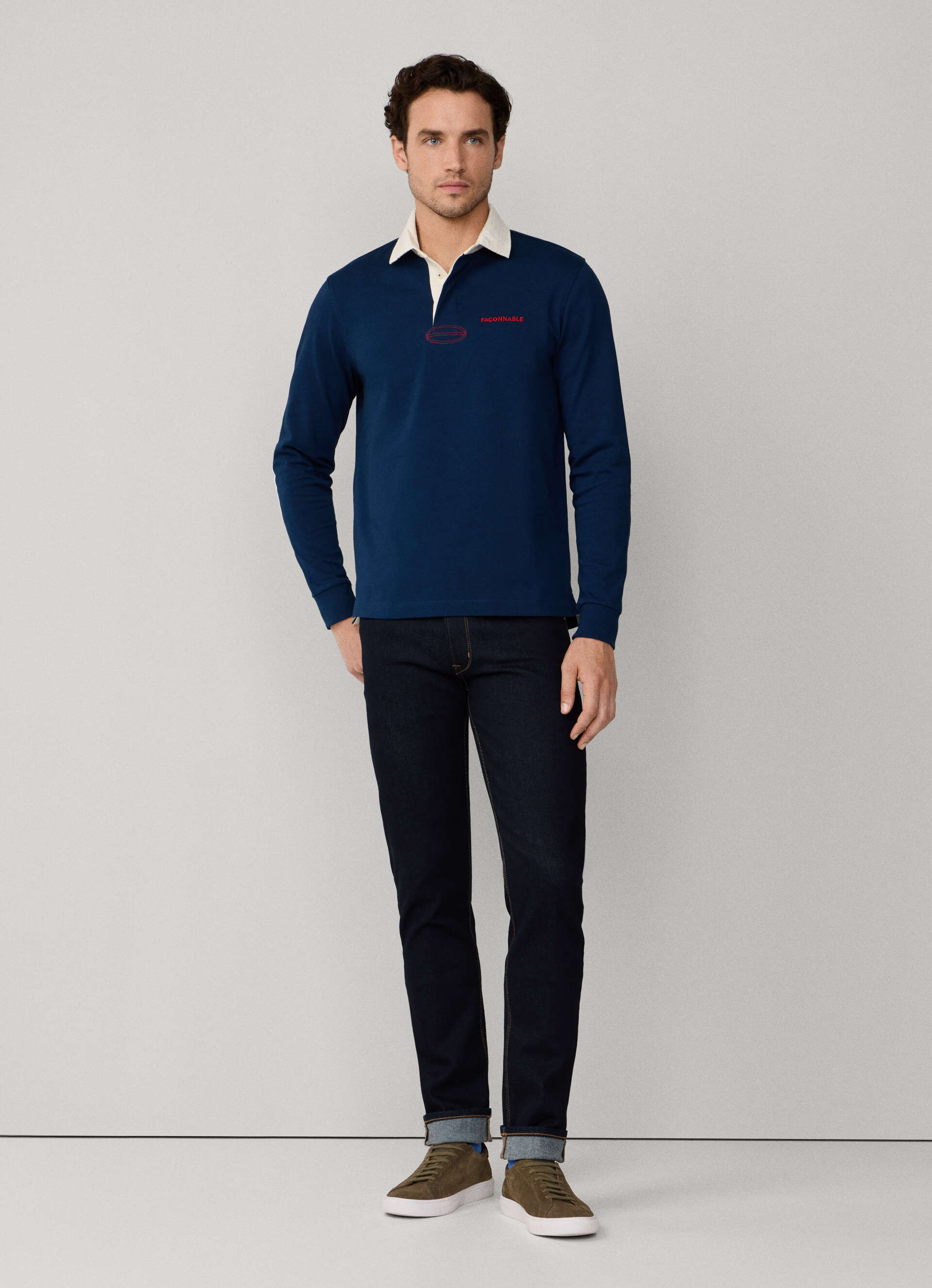 Façonnable, Regular Fit Long Sleeve Rugby Polo