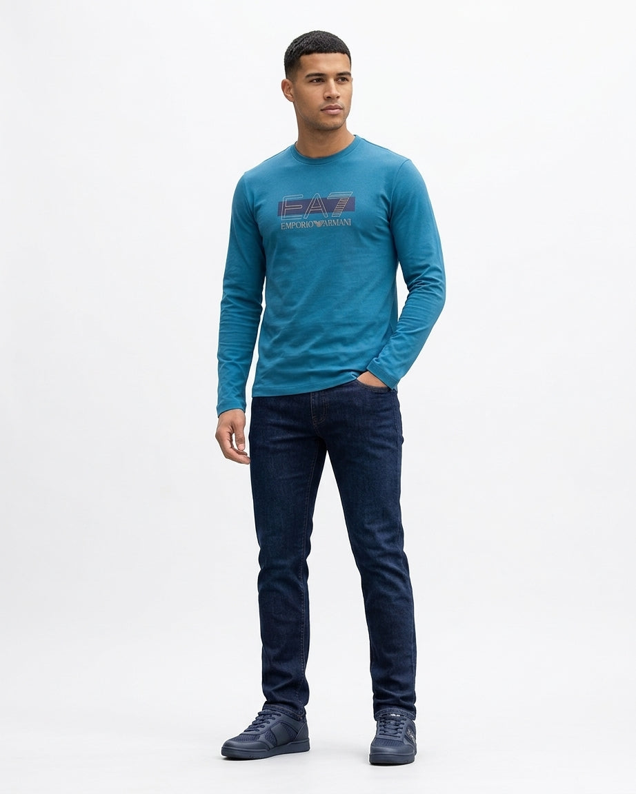 Emporio Armani,T-Shirt Visibility In Cotton Jersey-Blue