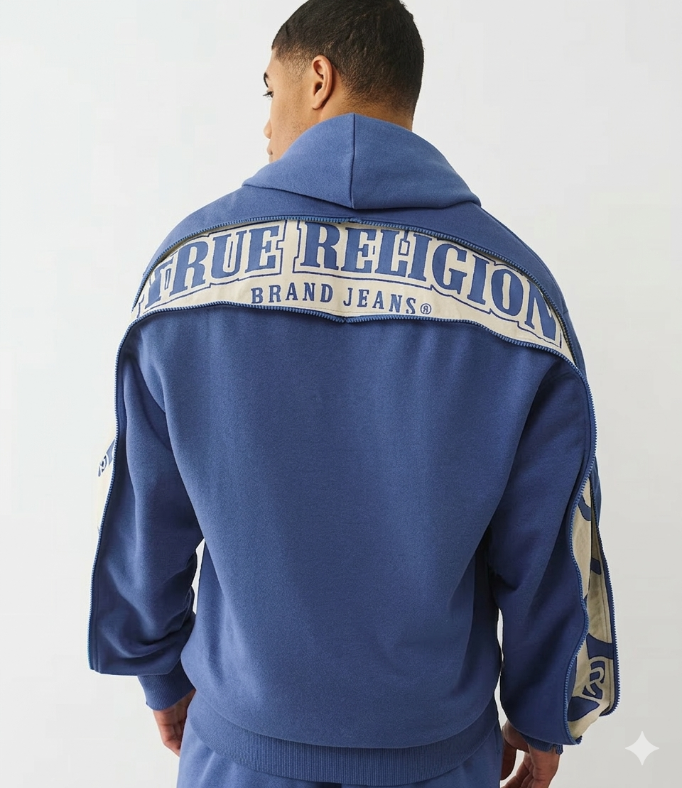 True Religion, Zip-Up Sleeve Hoodie