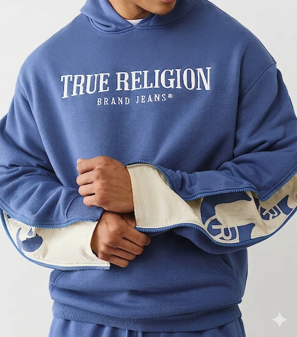 True Religion, Zip-Up Sleeve Hoodie