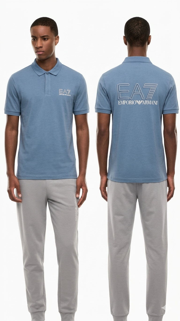 Emporio Armani, Visibility Cotton Jersey Blue Polo