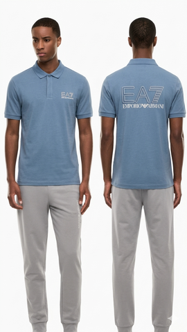 Emporio Armani, Visibility Cotton Jersey Blue Polo