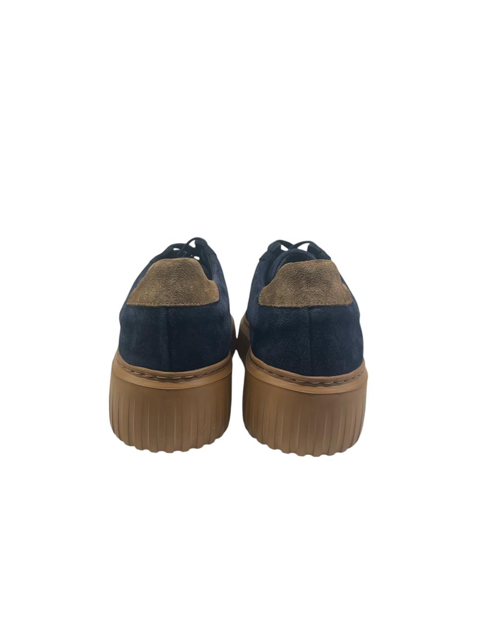 Pedro, Navy Suede Shoes With 2 Red Stripes