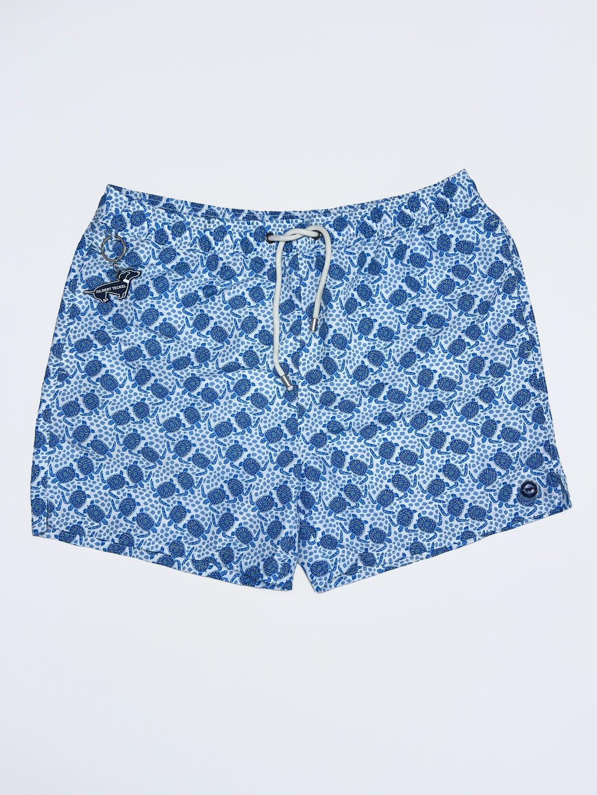 Gilbert Teckel, Blue Sea Turtle Print Swim Shorts