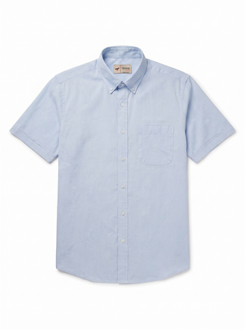 Gilbert Teckel, Classic Short Sleeve Cotton Shirt – Light Blue