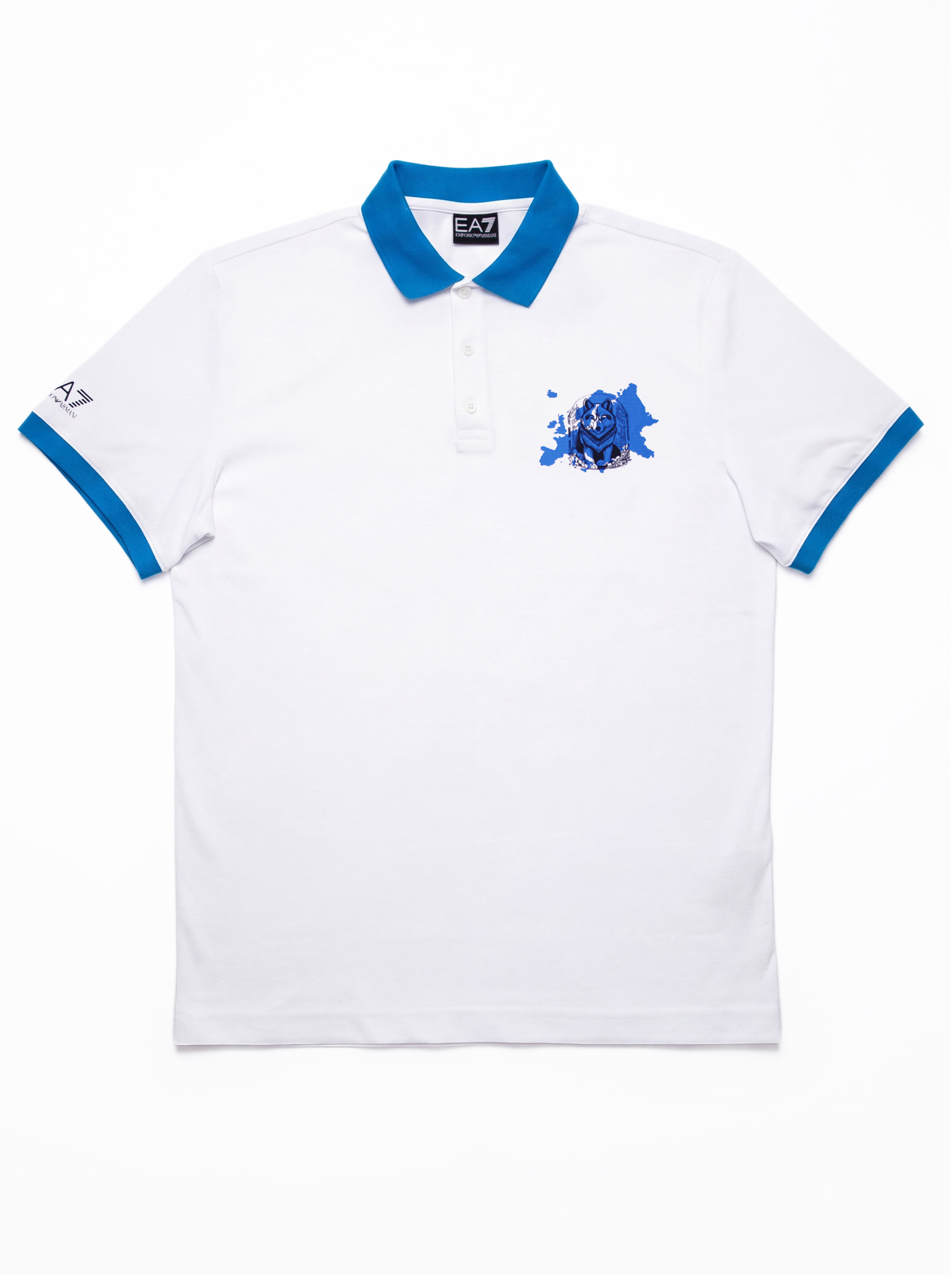 Emporio Armani,Wolf Graphic Polo Shirt - White/Blu