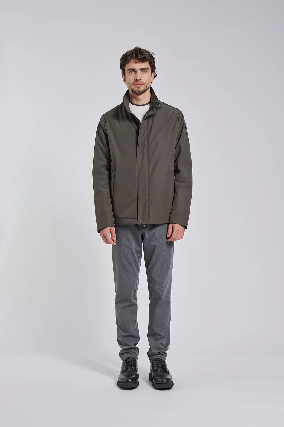 Bomboogie, High Neck Brown Jacket In Recycled Polyester