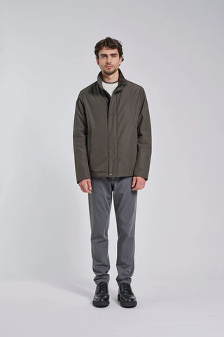 Bomboogie, High Neck Brown Jacket In Recycled Polyester