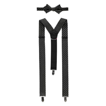 Load image into Gallery viewer, Lerros, Grey  Elastic Suspenders With Bow-tie
