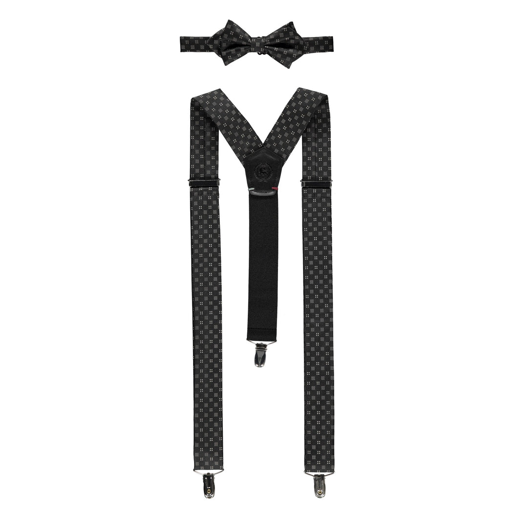 Lerros, Grey  Elastic Suspenders With Bow-tie