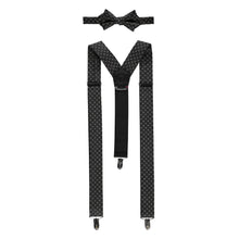 Load image into Gallery viewer, Lerros, Black Elastic Suspenders With Bow-tie
