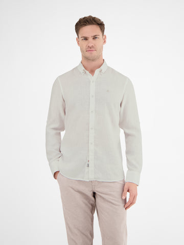 Lerros, White Shirt In Linen-Cotton Blend