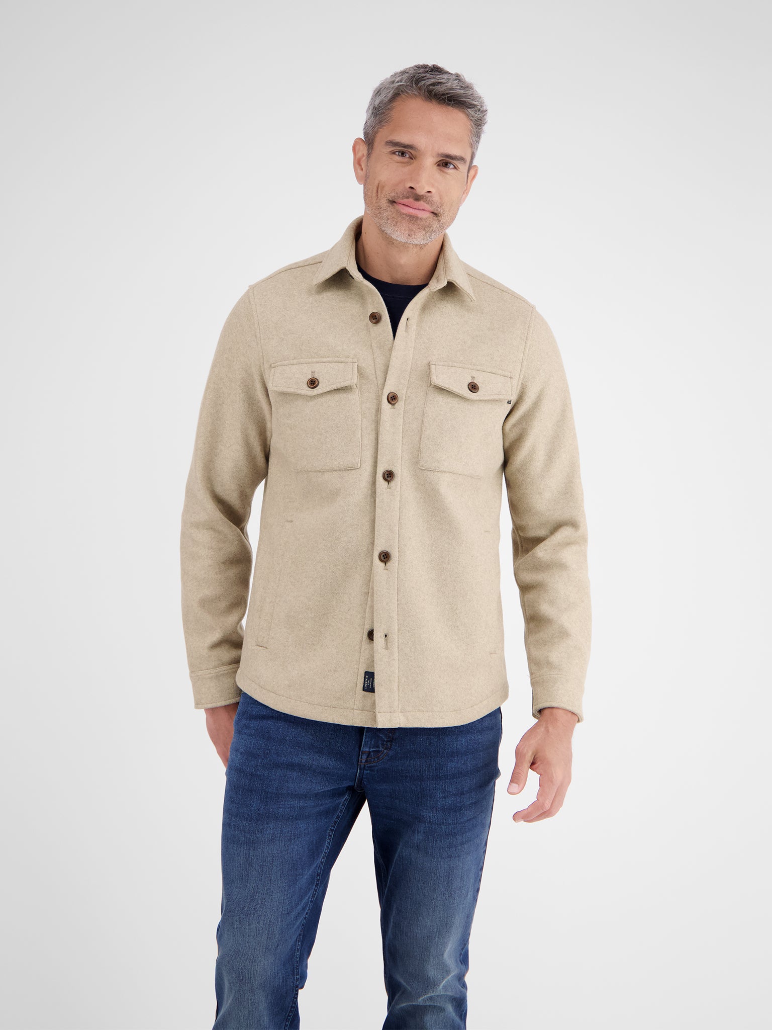 Lerros, Urban-Style Beige Shirt Jacket in a Wool Look