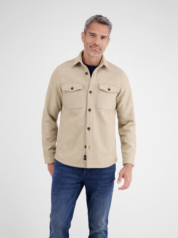 Lerros, Urban-Style Beige Shirt Jacket in a Wool Look