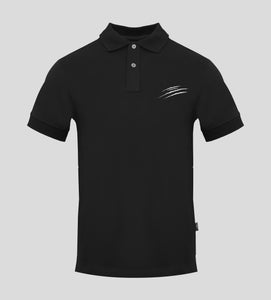 Plein Sport, Black Polo With Scratch Logo