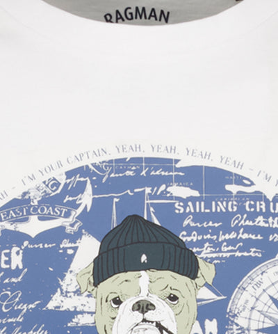 Ragman, White   T-Shirt with Funny Chest Print