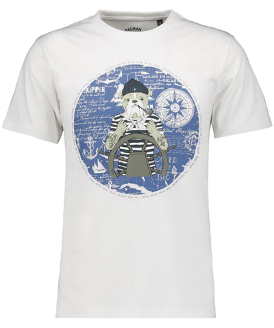 Ragman, White   T-Shirt with Funny Chest Print