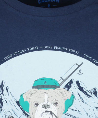 Ragman,Navy  T-Shirt with Funny Chest Print