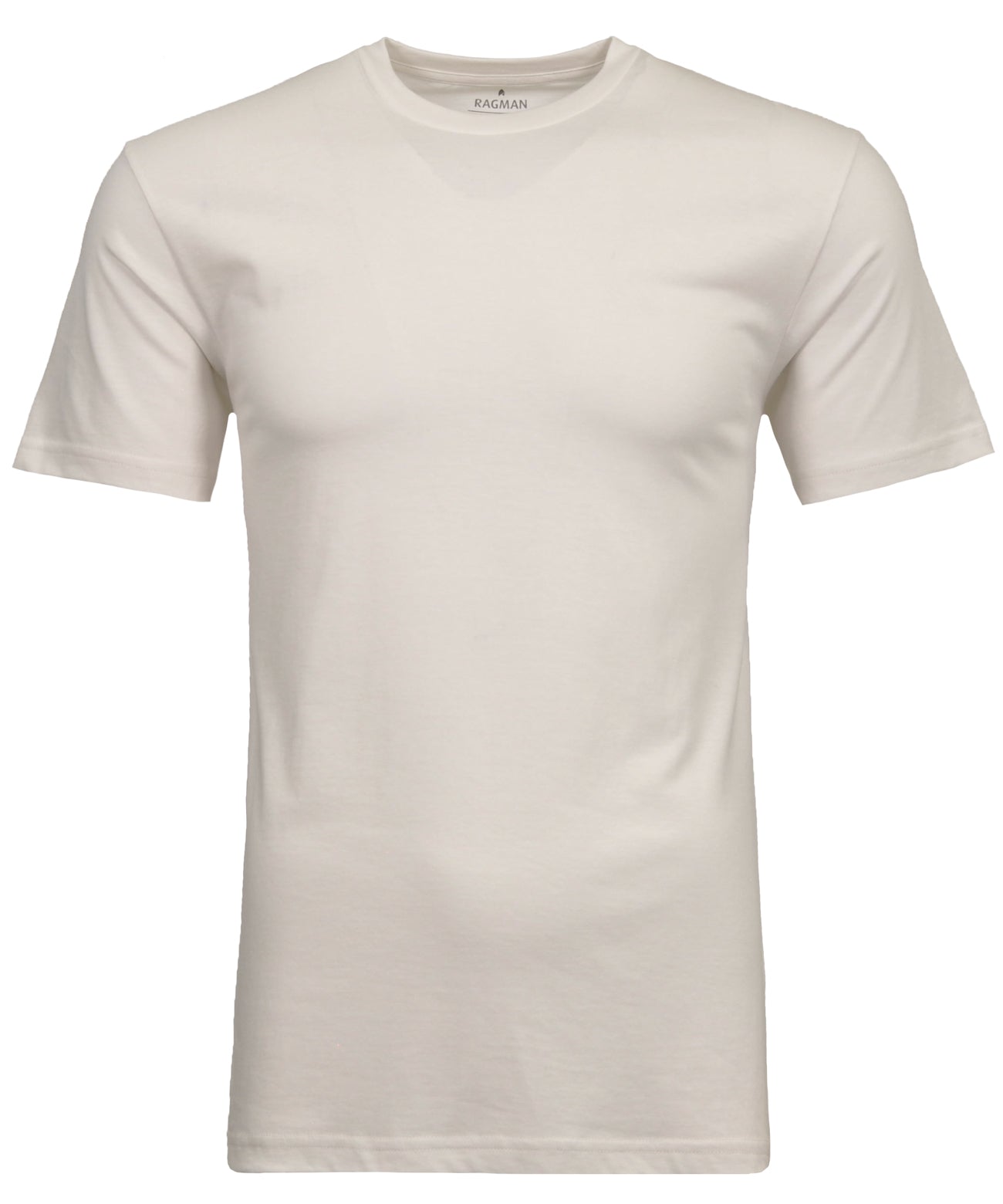 Ragman, Round Neck Off White Basic T-Shirt