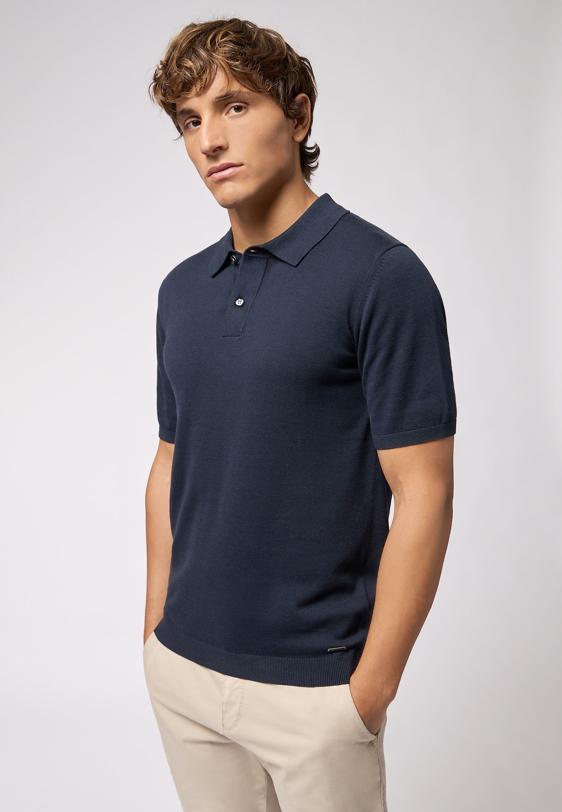 Roy Robson, Navy Knitted Polo Shirt