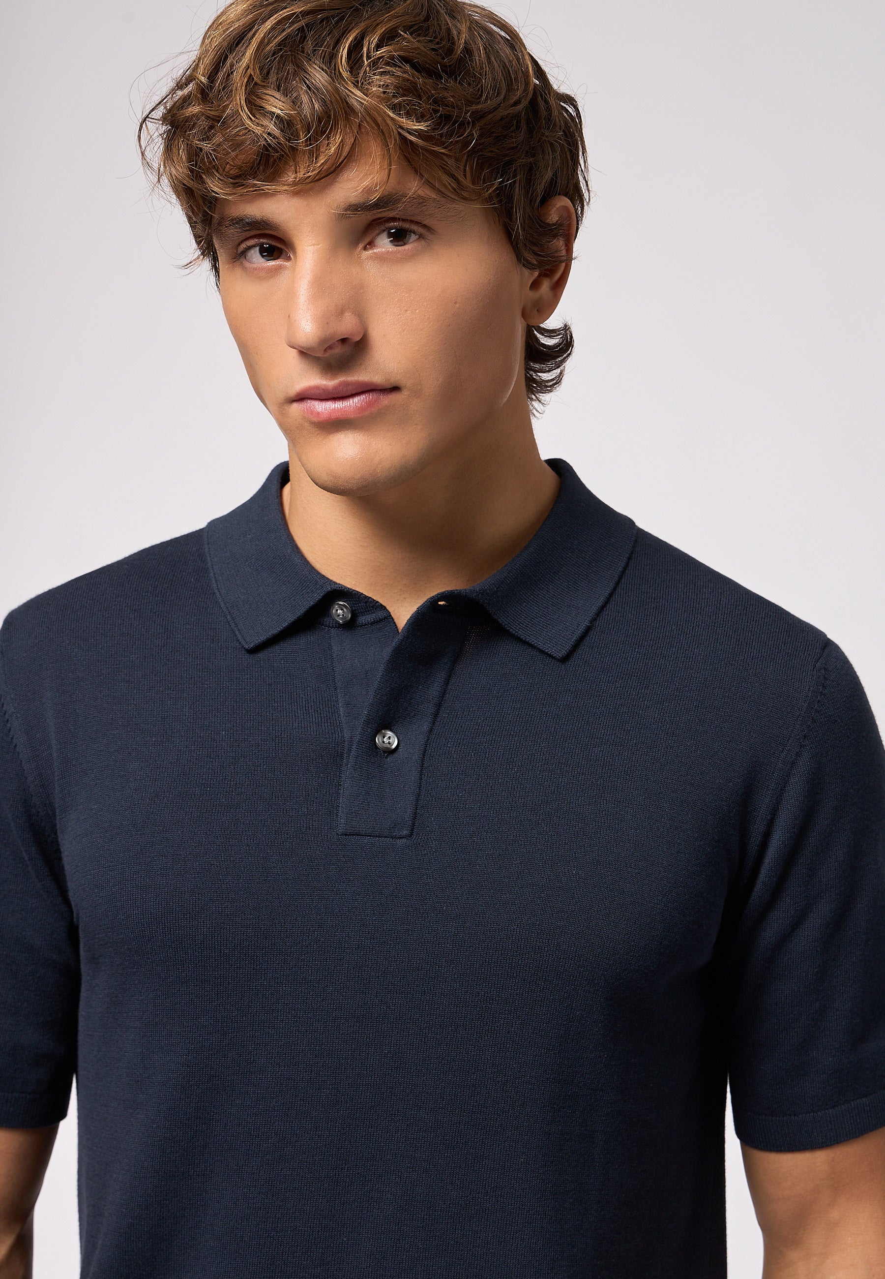 Roy Robson, Navy Knitted Polo Shirt
